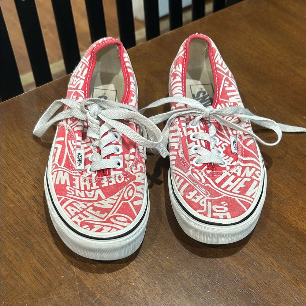 Vans Red and White Patterned Sneakers